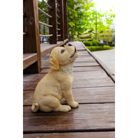 Hi-Line Gift Ltd. Howling Dog Puppy Garden Statue Tabletop Display Labrador Husky Alaskan Basset - Yellow Standing Labrador
