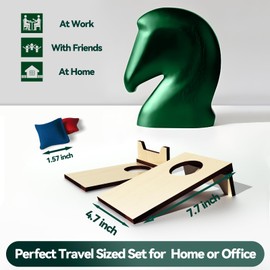 AIWEILUCK 2PCS Mini Tabletop Cornhole Boards, 4.7" W x 7.7" L Wooden Desktop Toss Game with 8 Bean Bags, Portable Game Set for Travel Home Office