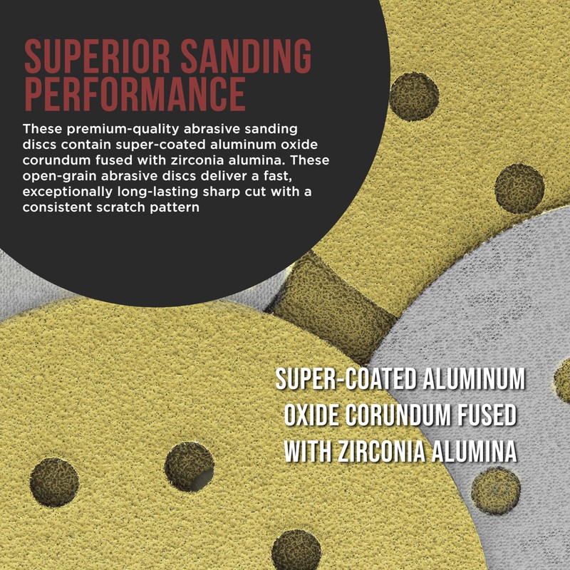 ProductionShop Premium 120 Grit 5" Gold Sanding Discs, 8-Hole Pattern,