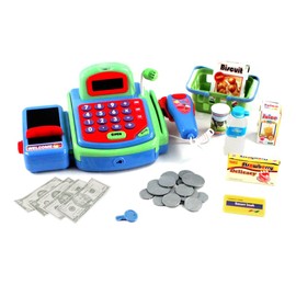 KidPlay Toys Pretend Cash Register with Play Money and Groceries