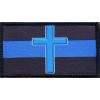 Law Enforcement Thin Blue Line with Cross Patch W/ Hook & Loop Fastener