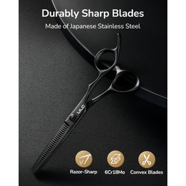 ULG Texturizing Shears – Professional Stainless Steel, Ergonomic Offset Handles, Teflon Coated, Deer Tooth Blades for Precise Thinning and Layering, Ideal for Stylists and Barbers