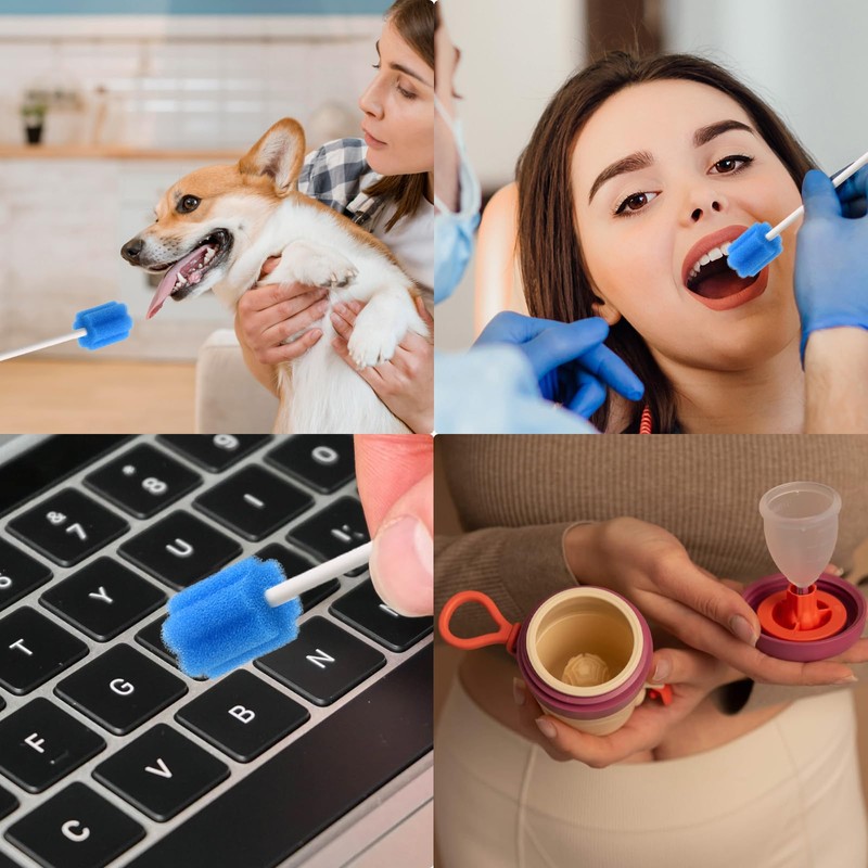 (250 PCS) JIESI Disposable Oral Swabs(Blue)