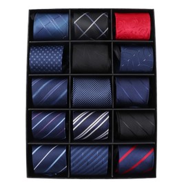 MEIANJU Mens Zipper Ties, Mens Zipper Ties 15pcs Neckties for Men, Silky Zip Up Ties, Men's Pretied Ties Set