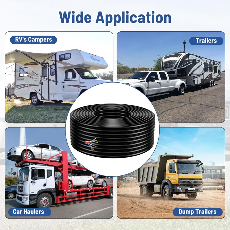 7 Way Trailer Wire – Heavy Duty 14 Gauge 7