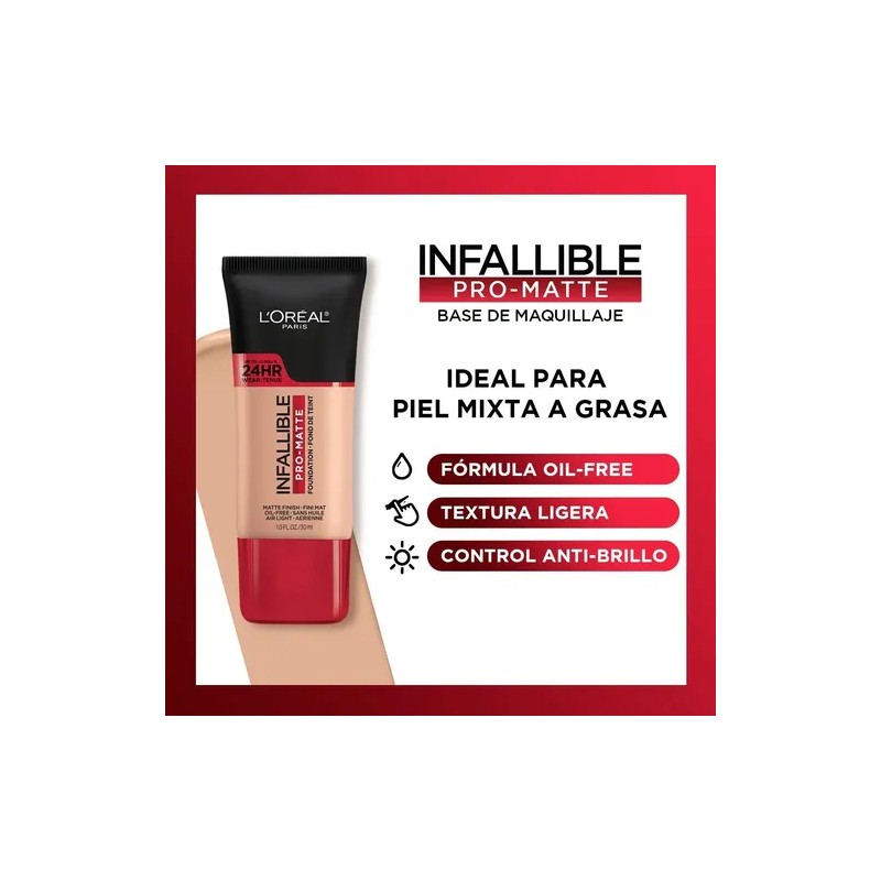 Base de maquillaje líquida L'Oréal Paris Infallible Pro-Matte 24 hrs