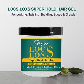 J.Amila Stylo Locs Super Hold Hair Gel with Black Castor Oil & Sea Moss Locking, Twisting, Brading (16 oz)