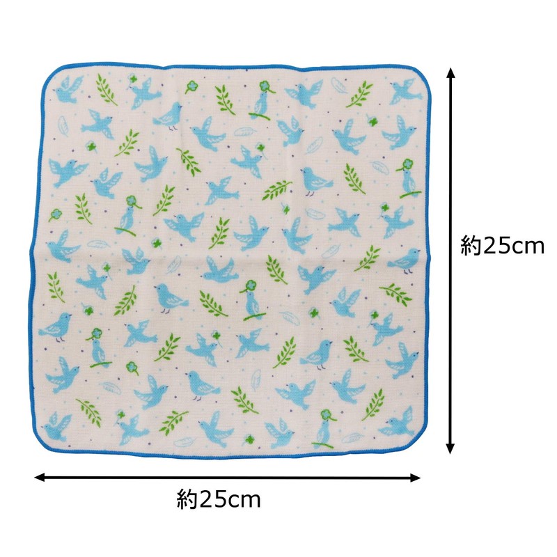 Kyoyu Blue Bird Hand Towel, 9.8 x 9.8 inches (25