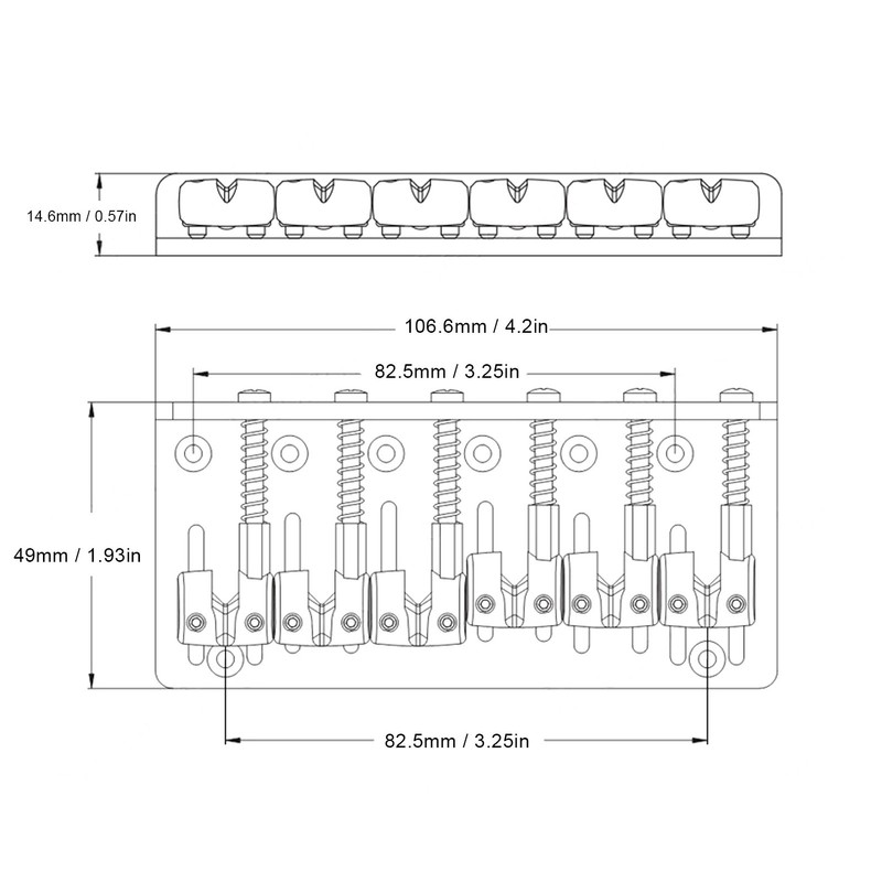 Bass Bridge Zinc Alloy Fixed Type 6 String Electric Bass