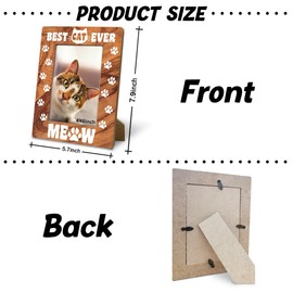 Yxadu Best Cat Ever Meow Wooden Home Decor, Cat Wooden Picture Frame, Farmhouse, Home Office Bedroom Desk Decor, Rustic Photo Frames 4 x 6 with Stand-Rustic Nature Wood Texture