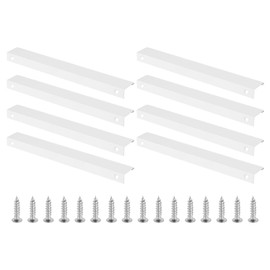 PATIKIL Mount Finger Edge Pull, 8 Pack 200mm/7.87" Aluminum Alloy Concealed Handle Cabinet Edge Pulls with Screws for Home Kitchen Furniture Door Drawer, White