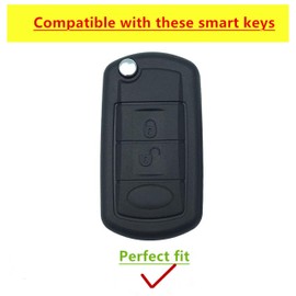 QIXIUBIA for Landrover Key Fob Cover Keyless Remote Smart Key Shell with Keychain Fit for Land Rover Range Rover Sport LR3 Discovery (for Landrover-A-Black)