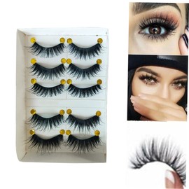 Beavorty 5pairs Cross Thick False Eyelashes Natural Look for Makeup Parties and Daily Use Comfortable Reusable Eye Lashes Extensions for Enhanced Beauty