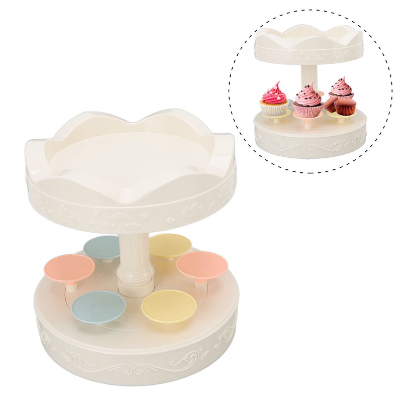 Rotating Dessert Machine Automatic Revolving Double Layer Dessert Display Stand