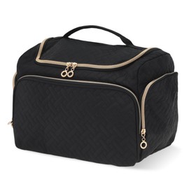 GLIDESMOOTH Makeup Bag, Large Travel Cosmetic Bag with Handle, Spacious Toiletry Bag, Portable Organizer for Makeup Accessories & Personal Care Items, Black