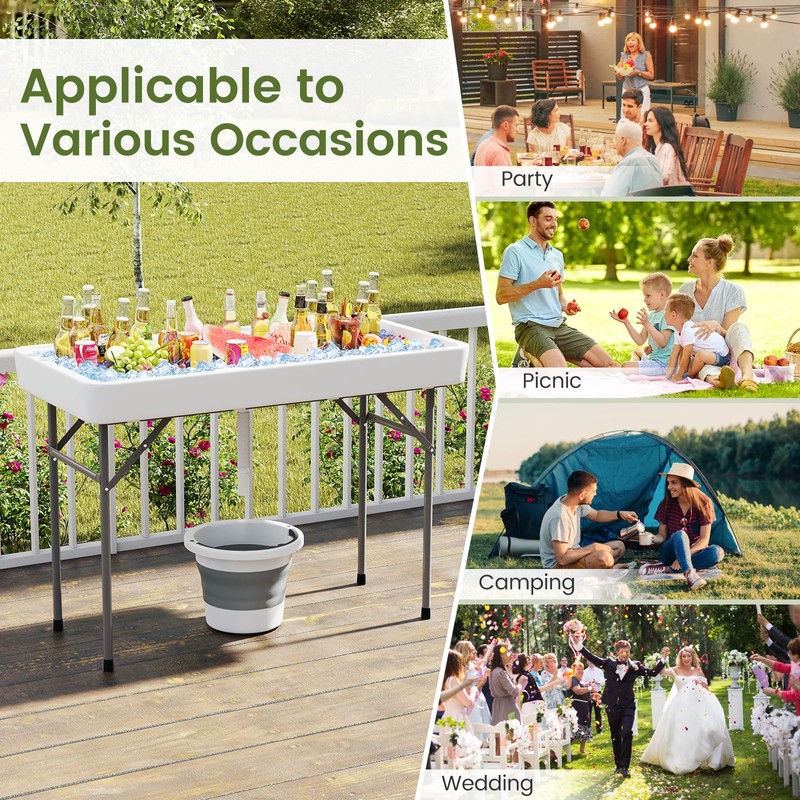 KOTEK Folding Ice Cooler Table, 4 FT Portable Ice Table