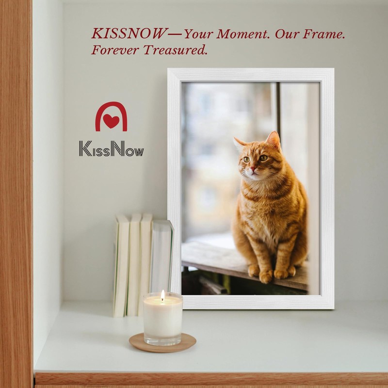 KissNow 12x18 Poster Frame 4 Pack, Textured White Solid Wood