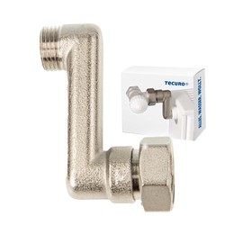 tecuro - Radiator, S connection, 60 mm height adjustment, with Euro cone x external thread, 3/4 inch x 1/2 inch, nickel-plated brass - AGS-60