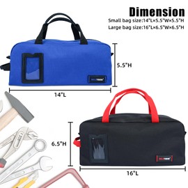 MELOTOUGH Canvas Tool Bag Heavy Duty Tool Tote Bag Combo Kit-1 Medium & 1 Big Tool Organizer Bags for Electrician,Technician,Carpenter (Black&Blue)
