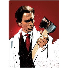 Fine Art Canvas American Psycho Canvas Wall Decor by Artist Nikita Abkumov for Living Room, Bedroom, Bathroom, Kitchen, Office, Bar, Dining & Guest Room - Ready to Hang - 21 in x 28 in