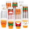 JarThenaAMCS 100Pcs Christmas Disposable Plastic Cups Santa Elf Snowman Gingerbread
