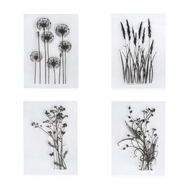 Arbuya - Juego de 4 sellos de hojas de flores de diente de león, sello transparente de goma, sello, álbum de recortes, foto decorativa, para hacer tarjetas, sello transparente
