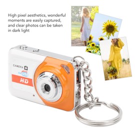 Sxhlseller Mini DV Camera, Small HD Video Camera Recorder Motion Detection Support 32G Memory, USB Mini Camera Keychain Video Recorder for Webcam, Gift for Kids Students (Orange)