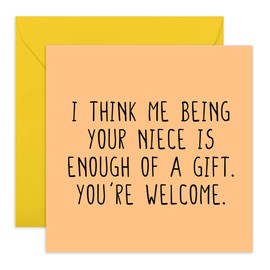 CENTRAL 23 Funny Greeting Cards for Uncle Aunt - 'Me Being Your Niece' - Fathers Day Card for Him, Men, Family - Uncle Birthday Card - Hilarious Jokes - Comes with Fun Stickers
