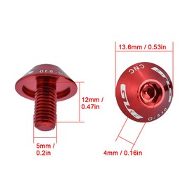 Yosoo Bicycle Water Bottle Cage Hex Bolts, M5 x 12mm Bolt Screws for Bike Water Bottle Cage Holder, 2 PCS(Red)