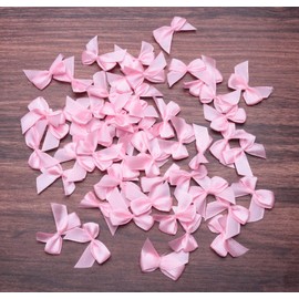 Sowaka 50 Pcs Mini Satin Ribbon Bow 0.9 Inch Small Soft Cute Elegant Bows for Craft DIY Making Kit Art Scrapbooking Sewing Christmas Gift Wedding Theme Parties Decoration Gift Present Supplies (Pink)