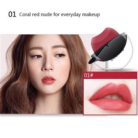 dhaonxb New Lazy Moisture Long-Lasting Lipstick Beginner Matte Velvet Mist Lipstick Non-Stick Cup (01 Coral Red)