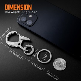 TIMULTI Titanium Carabiner Keychain Clip, EDC Key Carabiner, Mens Quick Release Key Ring Holder with Bottle Opener, Key Chain Hook