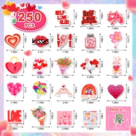 Aheroi Love Stickers, 250 Pcs Valentines Day Stickers Waterproof Heart Stickers Love Sticker, Vinyl Stickers for Kids Classroom Cards Scrapbooking Decor Teens Gifts Party Favors