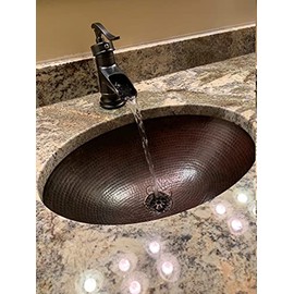 SimplyCopper 19" Rustic Oval Copper Bathroom Sink Undermount or Drop-In