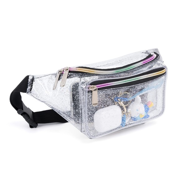 Festival Rave Holographic Transparent Multicolor Fanny Pack for Women Girls