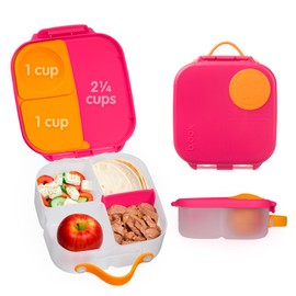 b.box Mini Bento Lunch Box for Kids – Leak Proof Toddler Lunch Box for Daycare w/Whole Fruit & Wet Food Compartments – 4 1/4 Cup Capacity - BPA Free Kids Snack Container (Strawberry Shake)