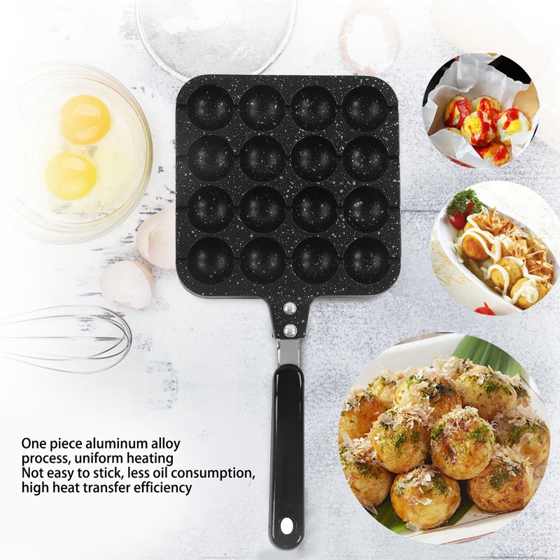 16 Holes Octopus Meatballs Pan Aluminum Alloy Takoyaki Baking Mold