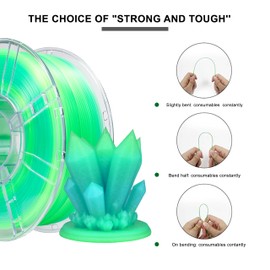 iBOSS Gradient PLA Plus 3D Printer Filament 1.75mm+/-0.02mm, 1kg Spool (2. 2lbs) Transparent Dual Color 3D Printing Filament, PLA Pro 3D Filament, Fit Most FDM Printer(Transparent Blue Green)