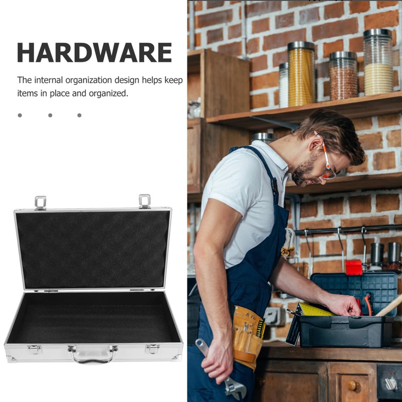 Operitacx Aluminum Alloy Toolbox 14X8X3In Lockable Tool Case with Foam