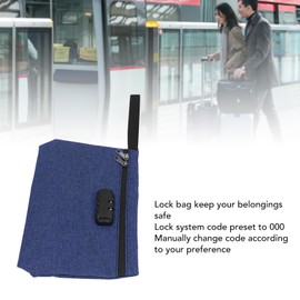 Smell Proof Bag with Combination Lock, Lockable Money Bag Locking Accessories Pouch for Cash Travel Bank Deposits (Navy Blue)