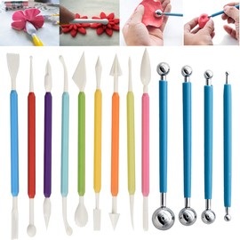 Comforty 13-Piece Modelling Tool Fondant Set, Multifunctional Clay Tool Modelling Tools, for Baking, Decorating Cakes, Making Fudge, Clay Ceramic Carving, 25-1