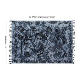 Ciffre Sarong Pareo Wickelrock Strandtuch Tuch Wickeltuch Handtuch + Schnalle Gecko Grau