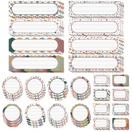 Yinder 72 Pieces Boho Name Tags First Day of School Rainbow Name Labels Heart Self-Adhesive Labels Plate Stickers for Desk Classroom Teacher Students Office Back to School Supplies