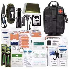 278-Piece Survival Kit & First Aid Kit - Emergency Medical Supplies for Camping, Hunting, Hiking, Urban EDC & Disaster Preparedness in Tactical Molle Pouch