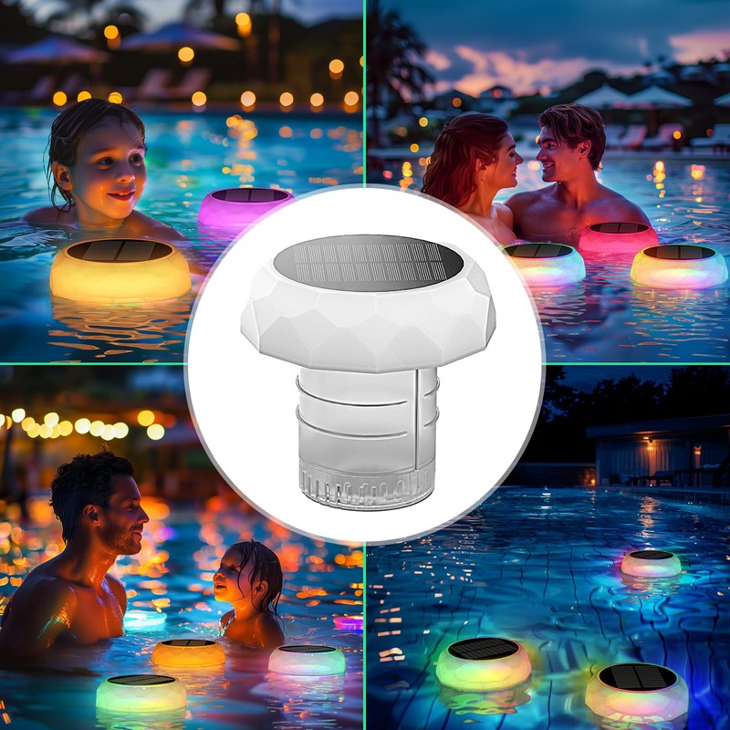 BASON LIGHTING Solar Powered Floating Pool Light with Chlorine Tablet