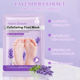 3 Pairs of Foot Mask, Foot Mask with Moisturising Formula, Foot Mask Socks Suitable for Men and Women, Foot Peel Mask for Smooth Feet, for Dry and Cracked Feet (Lavender)