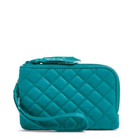 Vera Bradley Cotton Double Zip Id Case Wallet with RFID Protection, Forever Green - Recycled Cotton, One Size