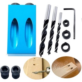 Upgraded 15 Degree Pocket Hole Screw Jig Dowel Drill Joinery Kit with Hole Jig, Carpentry Locator and 6/8/10MM Woodworking Drill Holes Carpenters Woodwork Guides Joint Angle Tool Craft Pack of 14