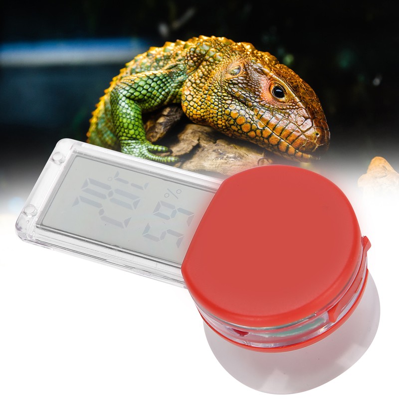 Reptile Terrarium Thermometer Hygrometer Digital Display Pet Tank Temperature GaugeRed