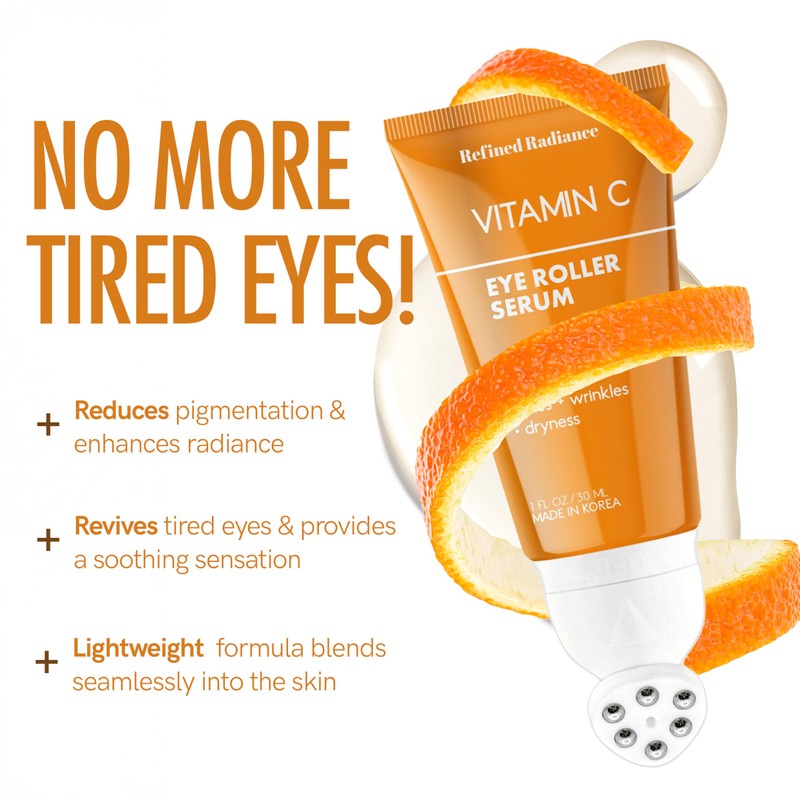 Refined Radiance Vitamin C Eye Roller – Dermatologist Tested, Anti-Aging,